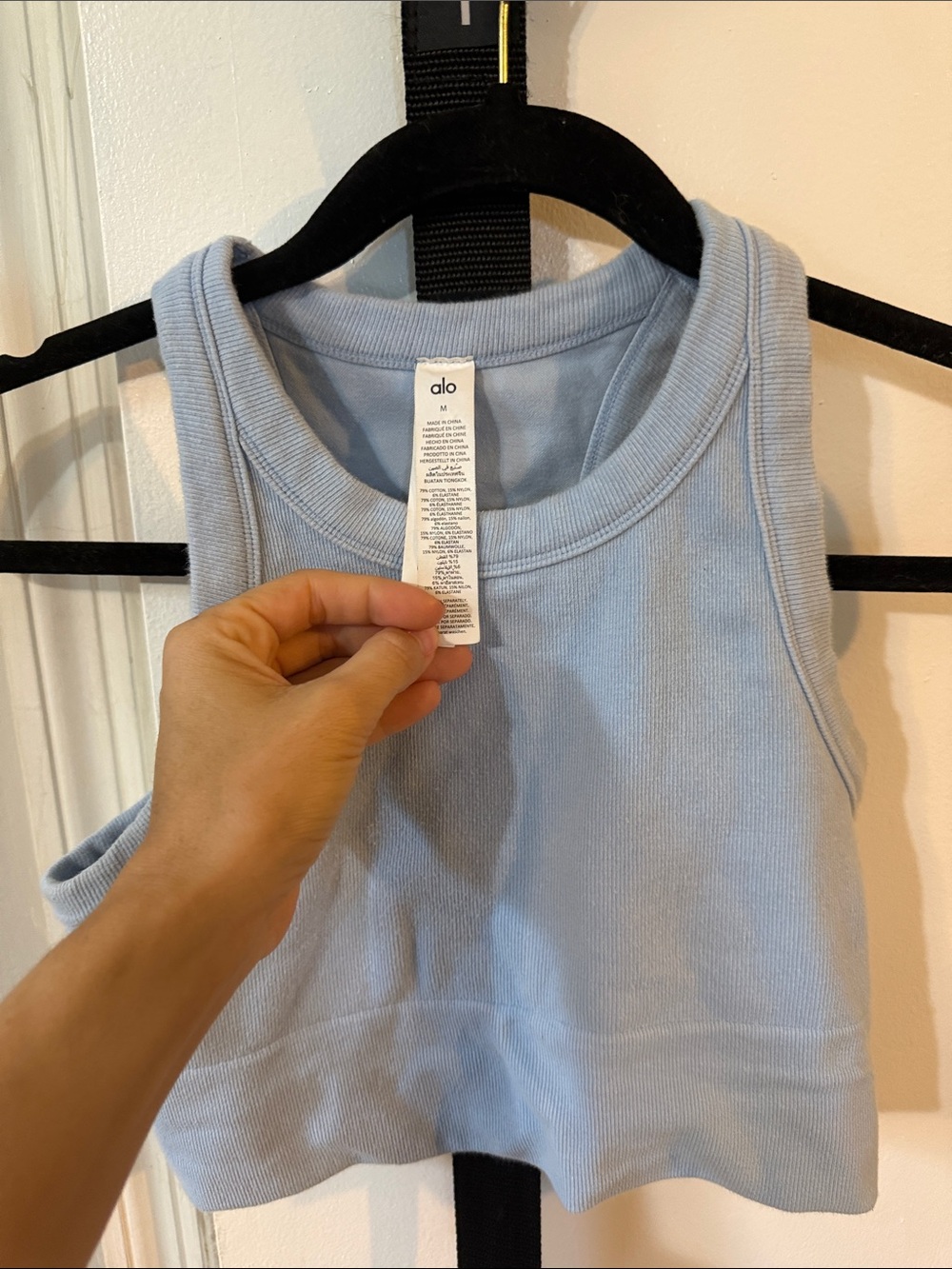 ALO Yoga Light Blue Ribbed Crop Tank